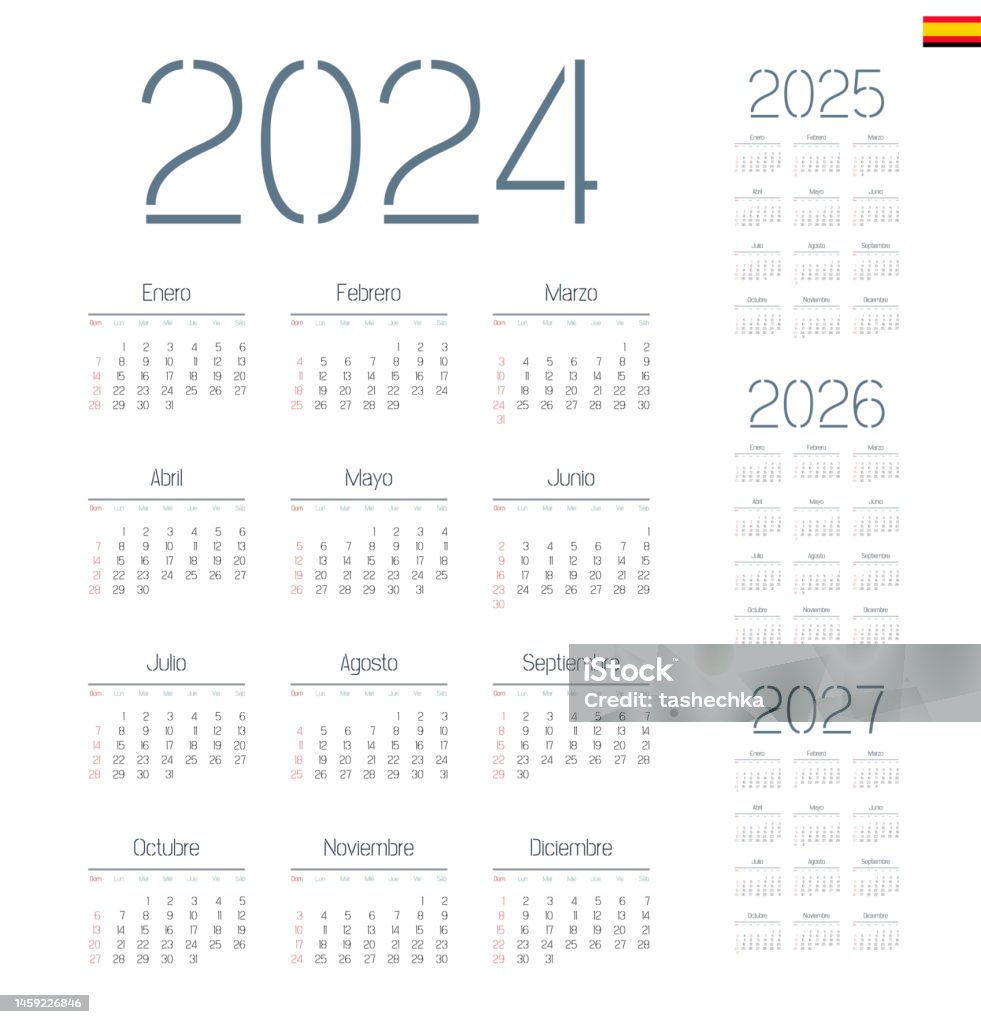 spanish-calendar-2024-2025-2026-2027-week-starts-on-sunday-stock-illustration-download-image