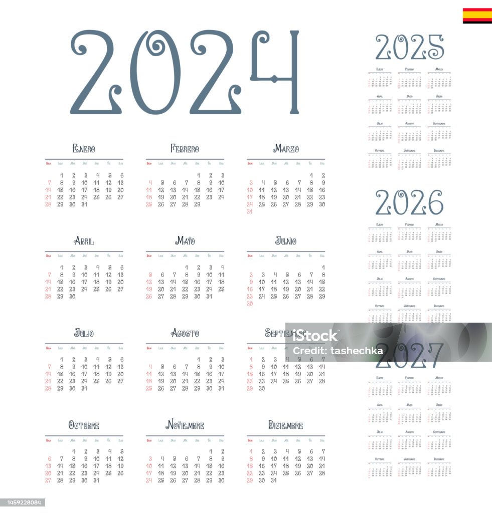 spanish-calendar-2024-2025-2026-2027-week-starts-on-sunday-stock-illustration-download-image