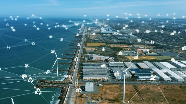 istock Industrial technology concept. Communication network. INDUSTRY 4.0. Factory automation. 1459229356