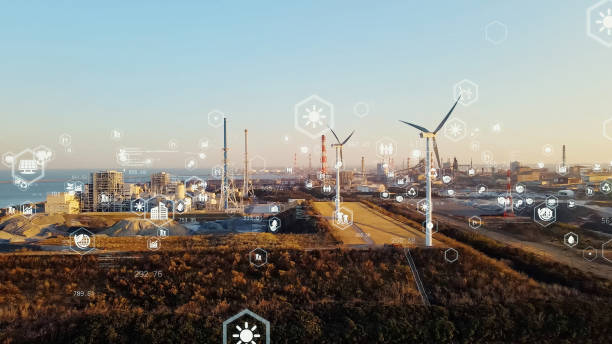 istock Industrial technology concept. Communication network. INDUSTRY 4.0. Factory automation. 1459230211