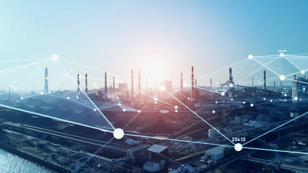 istock Industrial technology concept. Communication network. INDUSTRY 4.0. Factory automation. 1459230927