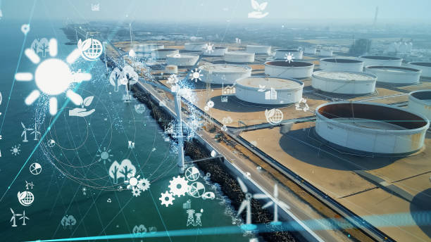 istock Industrial technology concept. Communication network. INDUSTRY 4.0. Factory automation. 1459231096