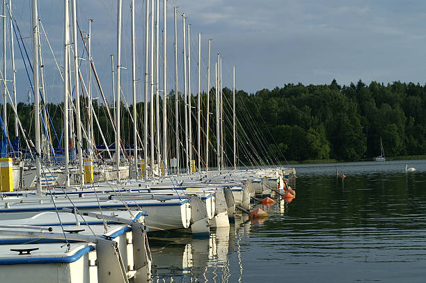 Row of masts stock photo