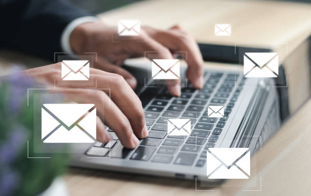 istock New email notification on laptop. Messages connect communications to global mail at work, email marketing concept, send e-mail or newsletter. 1459235672