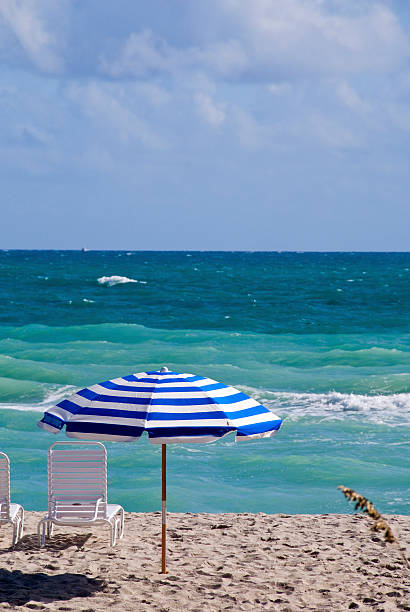 istock beach umbrella and chair 145923570