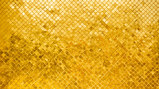 Gold tile mosaic wall glitter background texture Luxury and Elegant