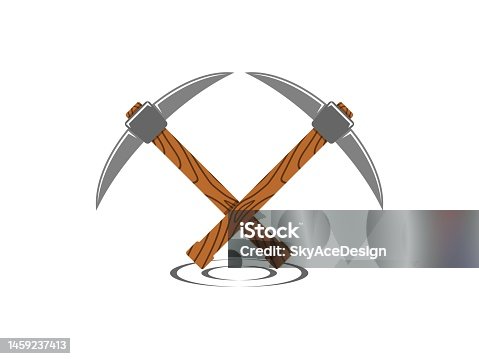 istock Mining axe with wood handle 1459237413