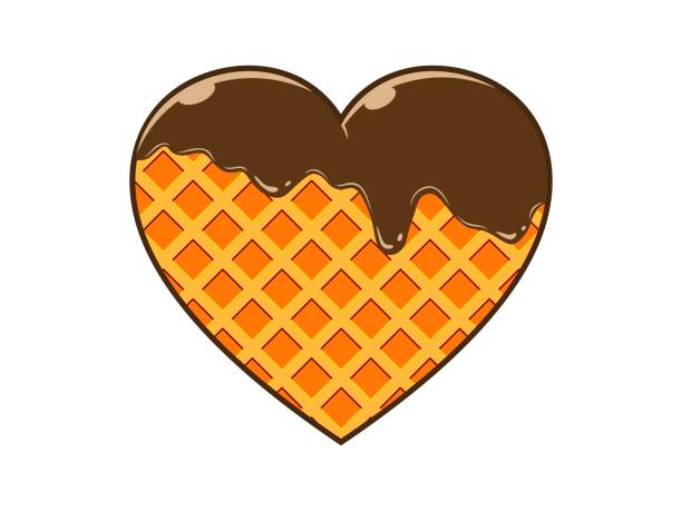 ilustrações de stock, clip art, desenhos animados e ícones de heart wafers with chocolate on top - pastry bakery biscuit cookie