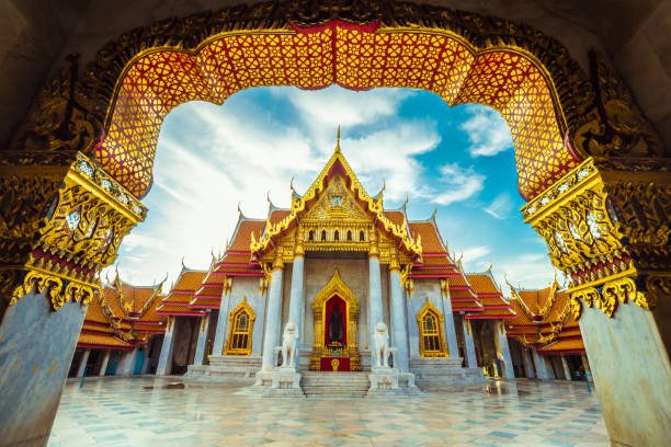 istock Beautiful Thai MArble Buddhist Temple Wat Benjamaborphit, temple in Bangkok 1459243714