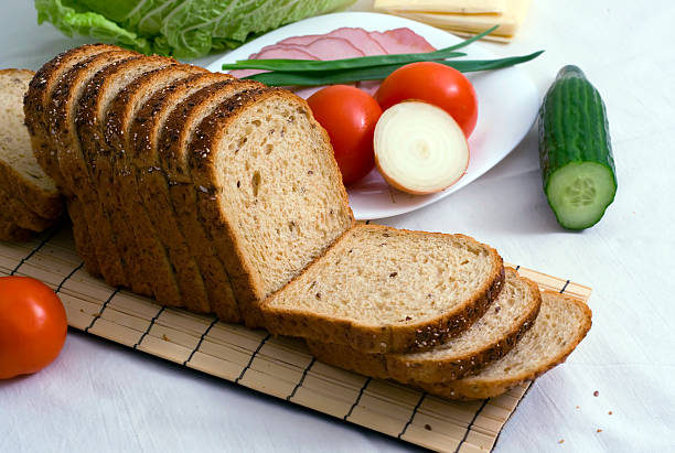 Bread and vegetables. stock photo