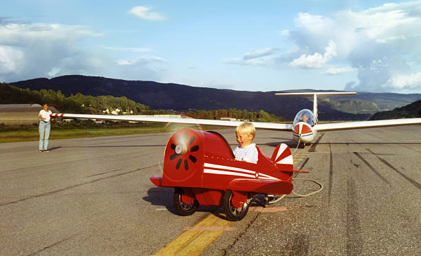 Young Pilot in a Tow Plane stock photo