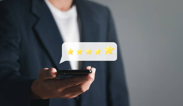 istock Customer satisfaction concept. service rating Five Star Satisfaction Concept 1459244838