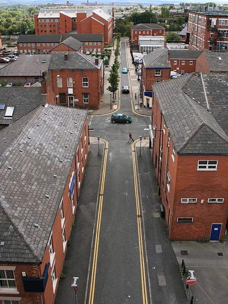Oldham town Rooftops of Oldham cotton mill stock pictures, royalty-free photos & images