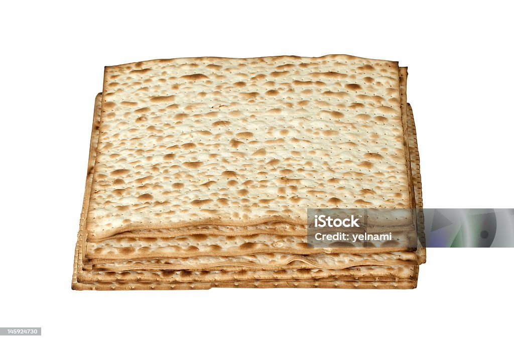 matzo. Judaico Pesach Pão isolado a branco - Royalty-free Assado no Forno Foto de stock