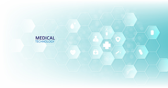 Health care concept.Medical technology network design, Medical network connection with modern on blue background.