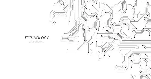 Vector illustration of Black circuit connection on white background.