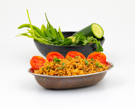 Vegetarian Fried Rice Or Pulav is a Dish of Cooked Rice That Has Been Stir-Fried in a Wok or a Frying Pan And is Usually Mixed with Other Ingredients