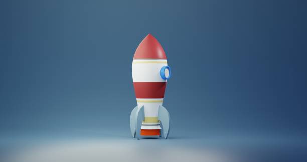 istock 3d rendering of a rocket ready to launch on land 1459251624