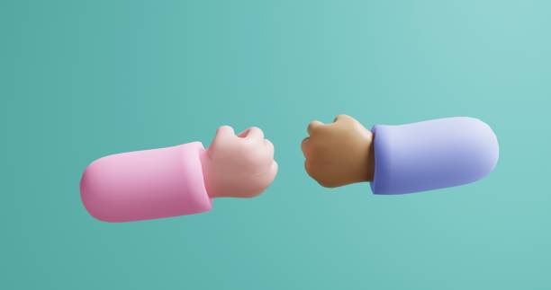 istock 3d render of two hands in rock pose 1459252306