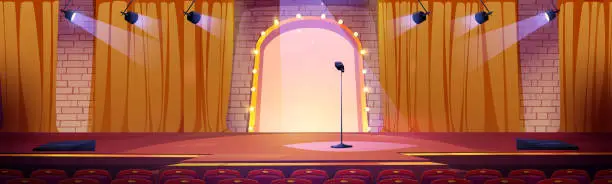Vector illustration of Concert hall, tv studio or comedy show stage
