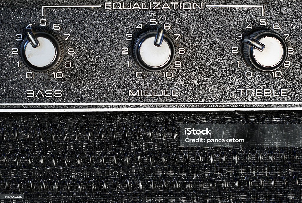 equalization knobs bass, middle, and treble equalization knobs on an amplifier Amplifier Stock Photo