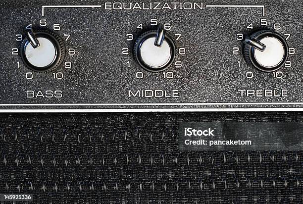 Equalization Knobs Stock Photo - Download Image Now - Amplifier, Black Color, Close-up