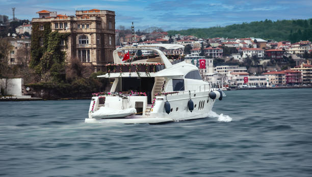 A yacht with newly wedded