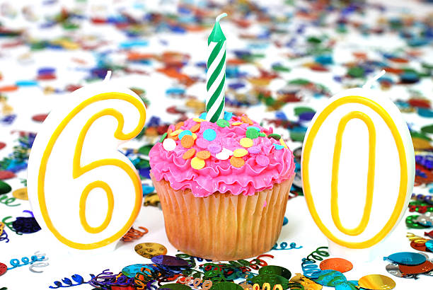 istock Celebration Cupcake with Candle - Number 60 145925969