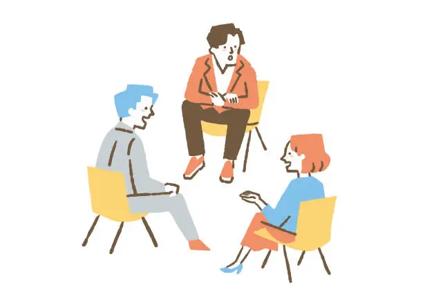 Vector illustration of Employees discussing at the company _ color