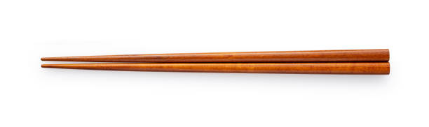 istock Wooden chopsticks placed on a white background. 1459261827
