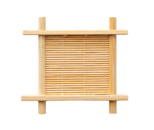istock Coasters made of bamboo placed on a white background. 1459261865
