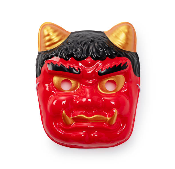 istock Demon masks placed on a white background. Japanese ogres. 1459262623