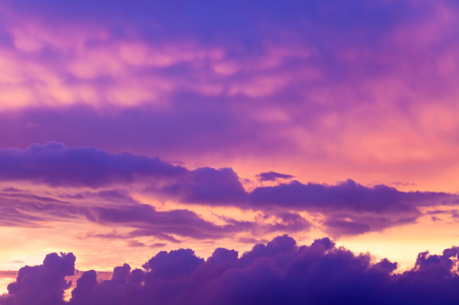 Twilight purple and golden sky.