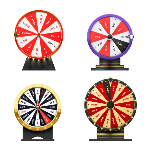 illustrazioni stock, clip art, cartoni animati e icone di tendenza di ruota della fortuna che gira roulette casinò possibilità di intrattenimento set illustrazione vettoriale realistica - roulette roulette wheel gambling spinning