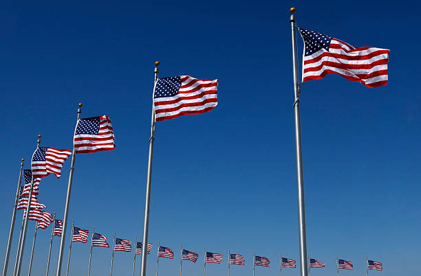 istock Circle of American Flags 145927330