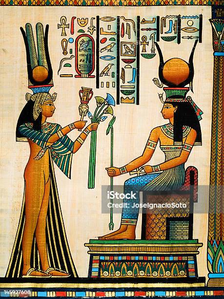 Egyptian Papirus Szczegóły - zdjęcia stockowe i więcej obrazów Izyda - Izyda, Świątynia Nefertari w Hathor, Miłość