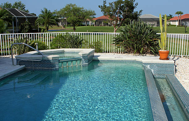 istock Backyard swimming pool and hot tub in Florida 145927763