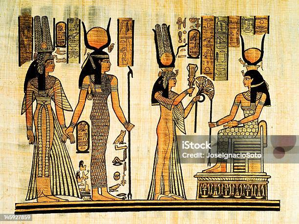 Isis Y Nefertari En Un Papiro Egipcio Foto de stock y más banco de imágenes de Antiguo - Antiguo, Arte, Civilización antigua