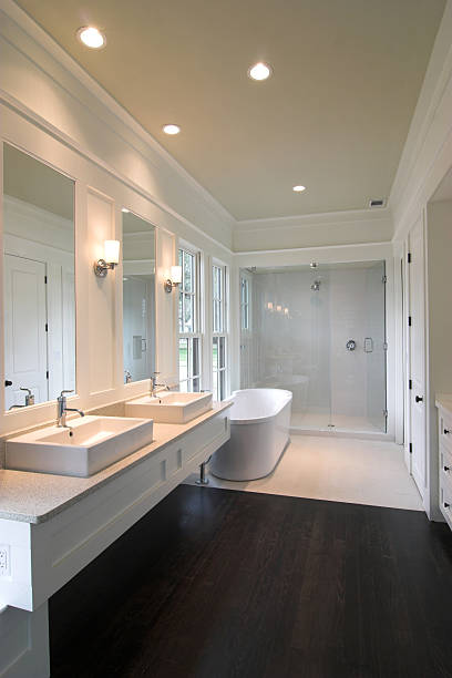 istock A modern white bathroom with contemporary fittings 145927935