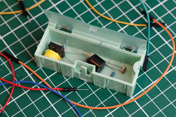 istock A set of electronic components and cables on a test board. 1459281952