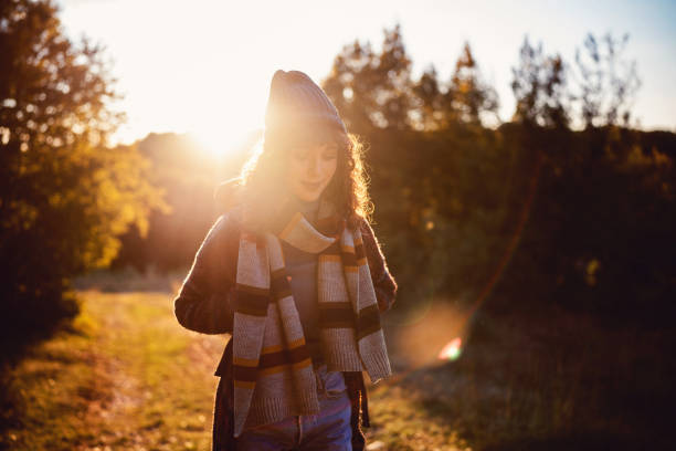 istock Woman enjoying her hike during sunset 1459284349