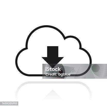 istock Cloud download. Icon with reflection on white background 1459285919
