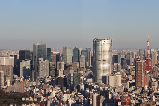 The urban cityscape of Tokyo on a sunny day, Japan