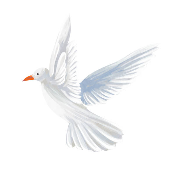 istock Watercolor illustration of flying white doves 1459287687