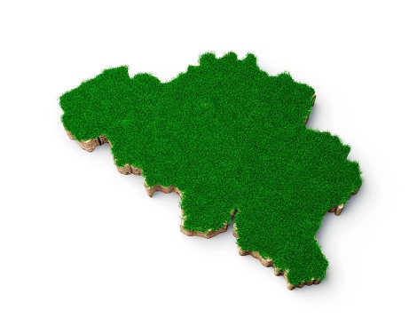 A 3d illustration of Belgium map with cross section on the white background