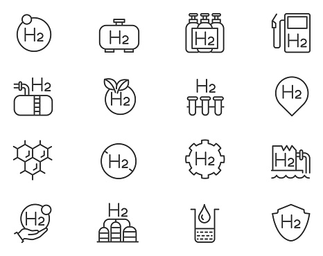 Hydrogen energy icon set
