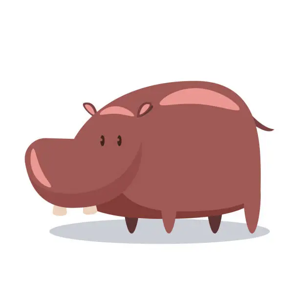 Vector illustration of hippo cartoon character vector illustration