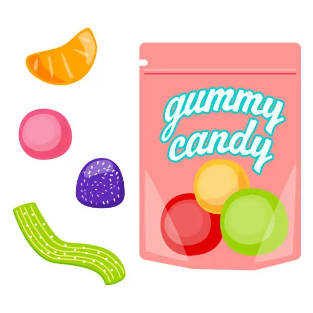 Vector illustration of Vector illustration of packaged gummy candy.