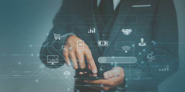 istock Businessman useing a smartphone connect to online data information. technology IoT, internet of things concept. 1459288719