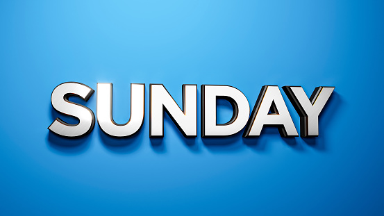 A 3D rendering of Sunday written on a bright blue background for wallpapers